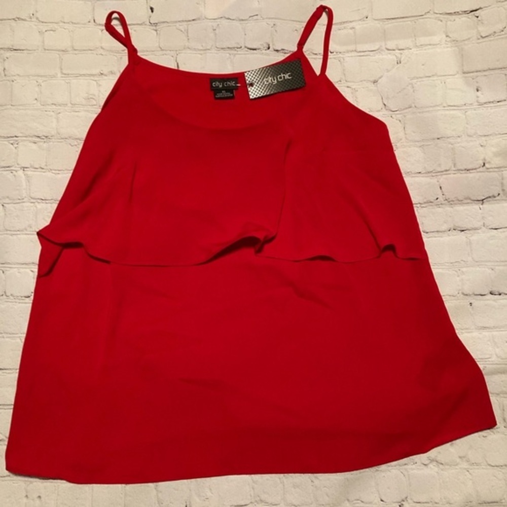 City Chic Plus Size Scoop Neck Layered Cami• XS NWT